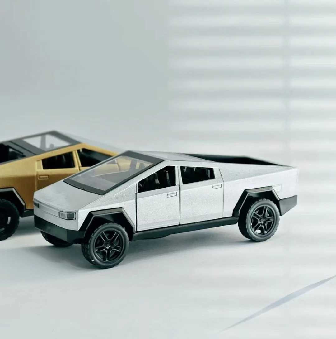 Tesla 1 36 Cyber Truck Pickup SUV Alloy Car Model Die Casting Metal Off road Vehicle Pullback Toy Collection Childrens Gifts Free shipping