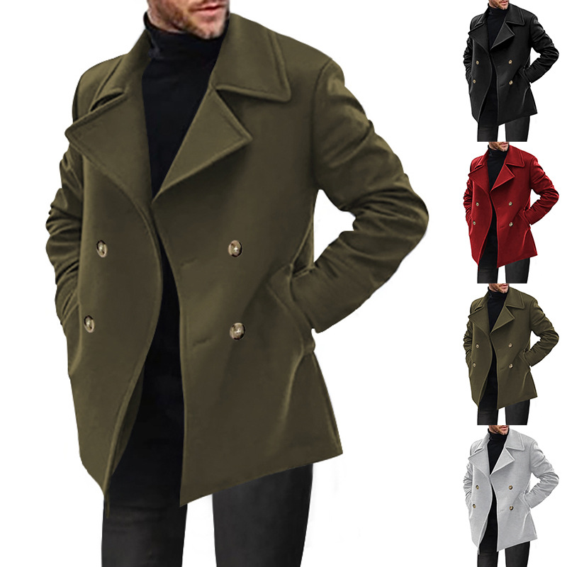 Stylish Winter Jacket Long Sleeve Men fall autumn Coat overcoat plus size trench slim button tops Men Jacket