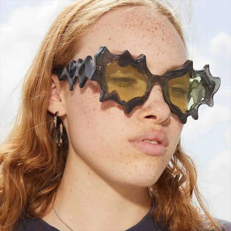 New Y2K Punk Cat Eye Sunglasses Women Men Brand Retro Irregularity Goggle Sun Glasses For Ladies Steampunk Eyewear Shades
