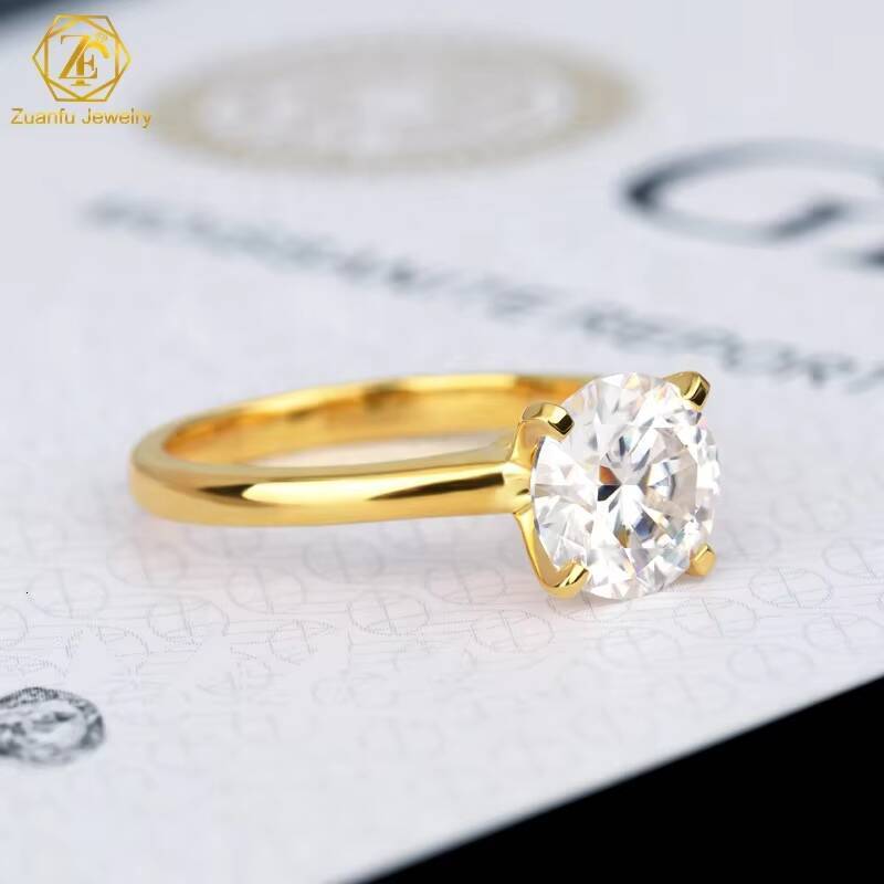 Classic Style 10K 14K 18K Gold S925 Sliver 2ct 3ct VVS Moissanite Ring Prongs Setting Woman Fine Jewelry Wedding Rings