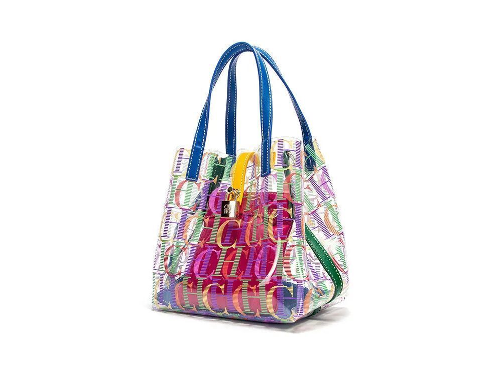 Designer bag CHHC Macaron Colored Women's Large Capacity Handbag Transparent PVC Letter Printed Shopping Mother Bag