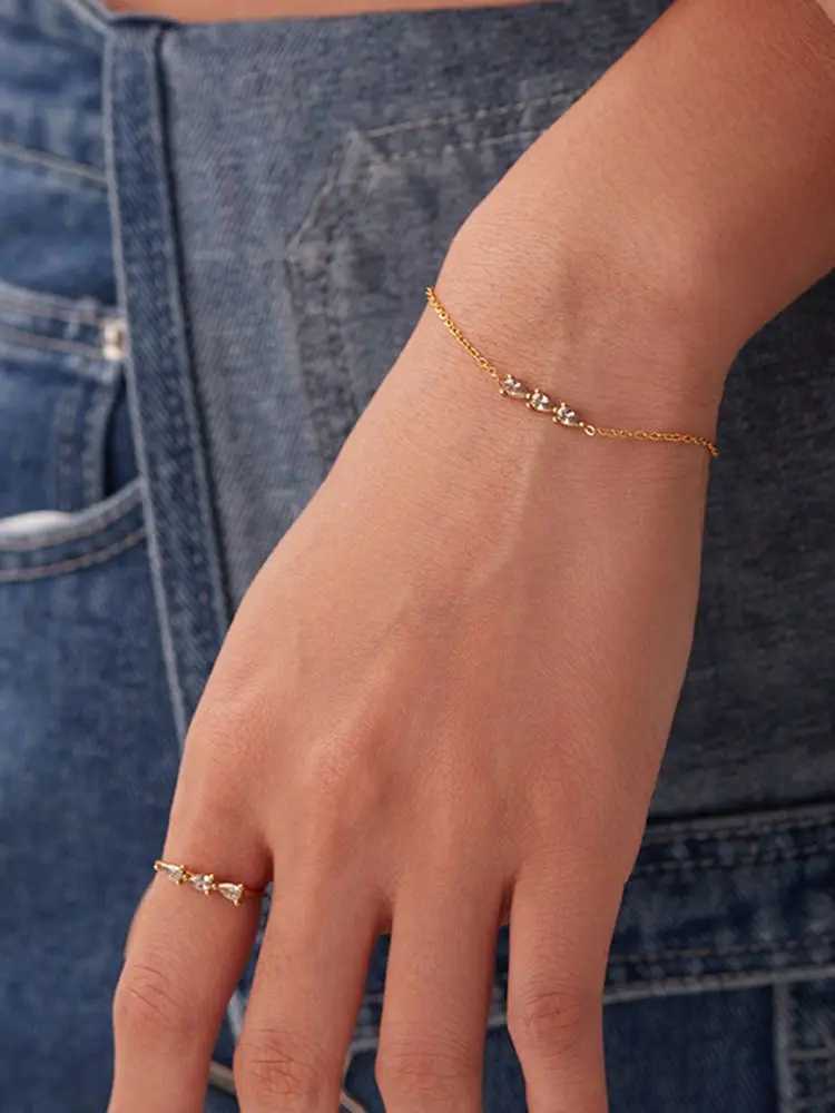 Uworld Maximalist Dipped and Cubic Zirconia Gemstone Stainless Steel Bracelet Womens Jewelry Gift Bracelet Waterproof JewelryXJ250402