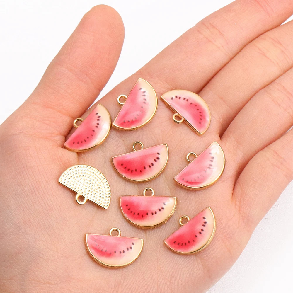 10pcs 5styles Watermelon Enamel Talisman Earrings Pendant Necklace Fruit DIY Bracelet Jewelry Making Summer Gift 250325