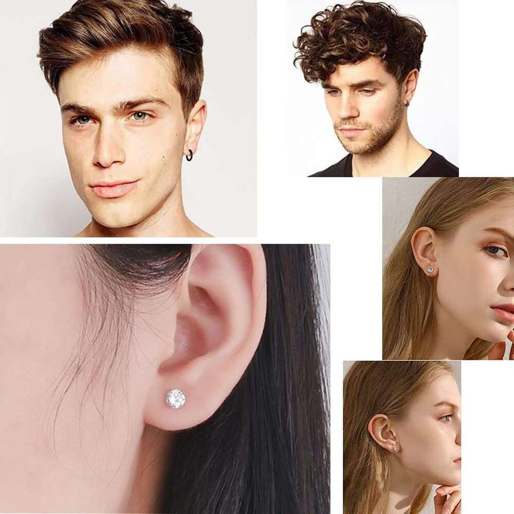 15 Pairs Black Men,Stainless de Mens Stud Set Aretes Para Hombre Male hoop Surgical Steel Ear Rings for Men Earrings Hypoallergenic