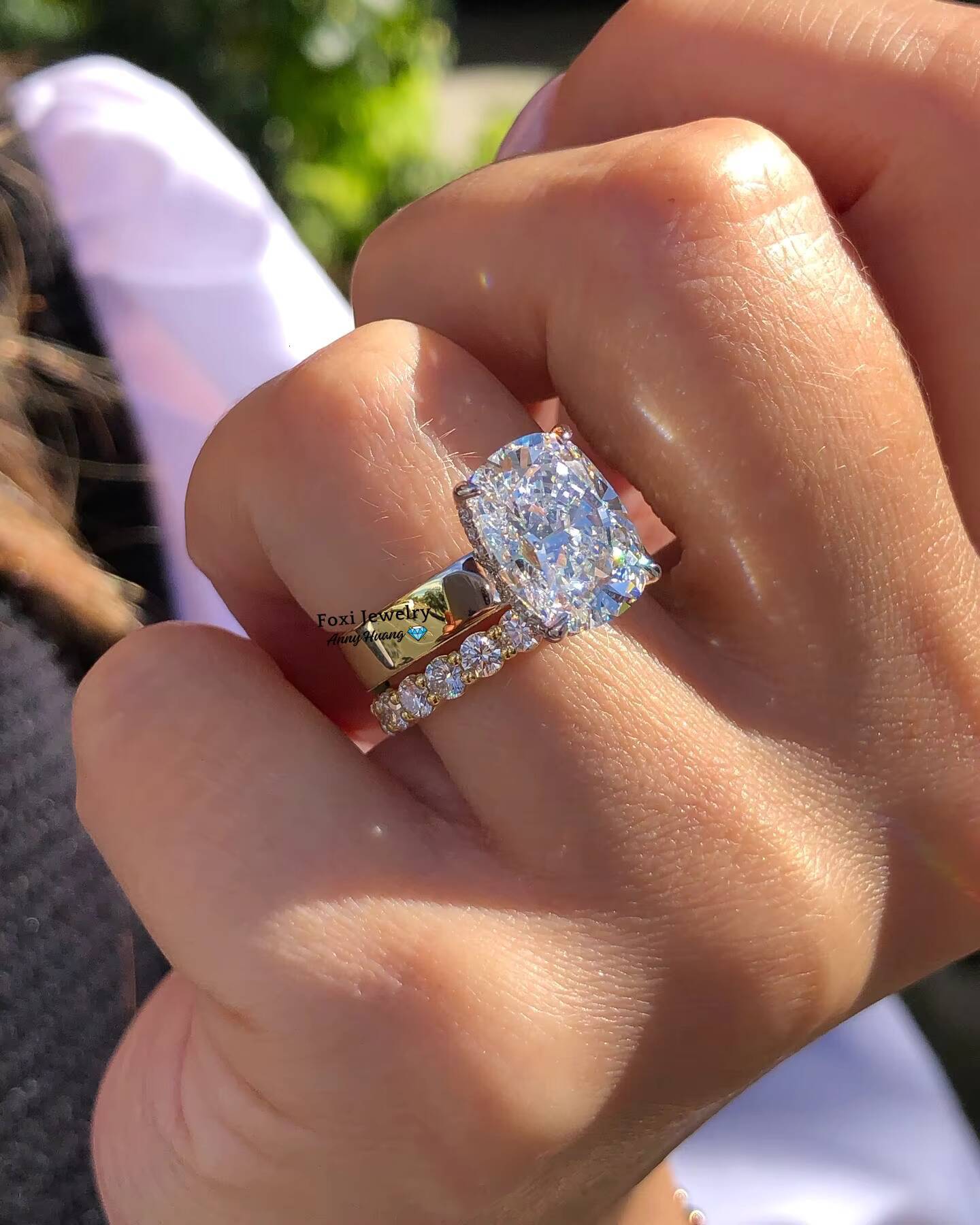 Stunning Cushion Cut Moissanite Bridal Wedding Ring Set Classic Diamond Mossanite Engagement Promise Rings 925 Sterling Silver