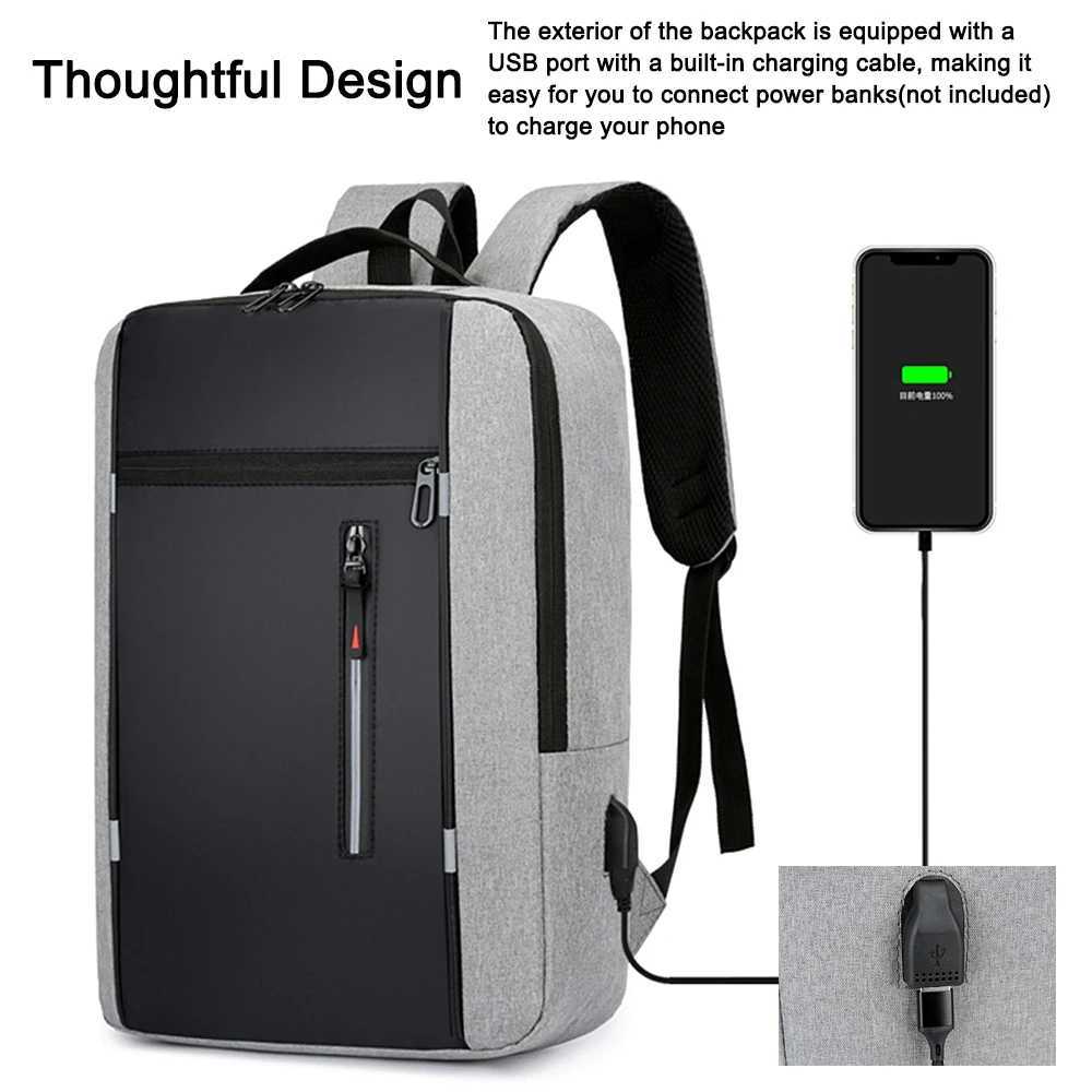 Portable Backpack Camping Travel Bag Business Daypack with USB Charging Port Fit 15.6 Inch Laptops for Men WomenC250407