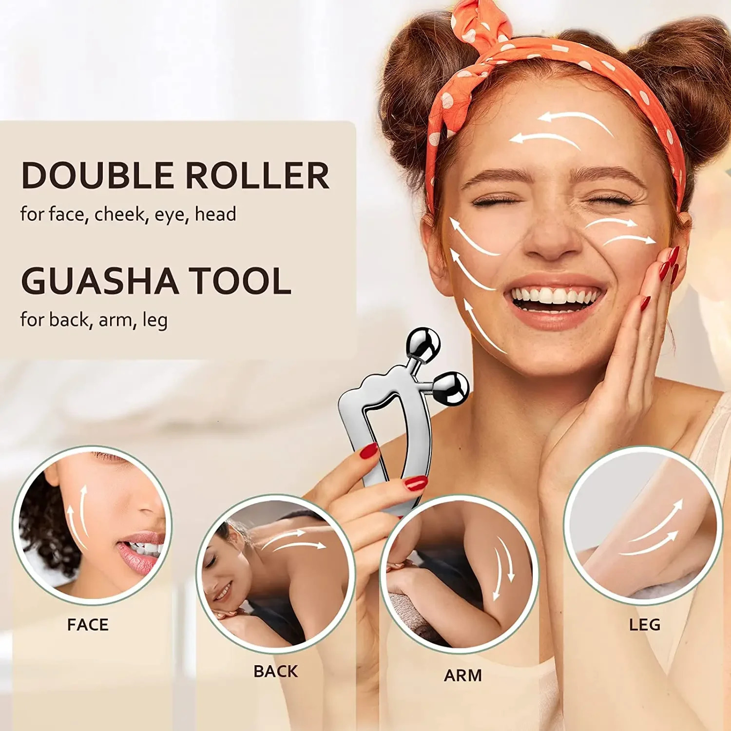 Gua Sha Massage Tool with Roller Ball Scraper Facial Massage Gua Sha Tool Body Massage Roller Face Lift Skin Tools 251030