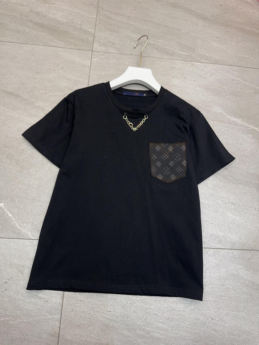 t-shirt designer women brand clothing girl summer shirt fashion letter logo pocket T-shirt ladies round neck short sleeve chain shirt lady t-shirt Apr 01