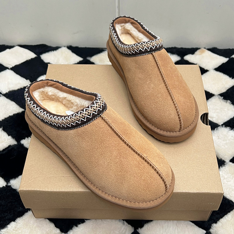 MEOD Slippers Shoes Flat Heel Snow Boots Designer Womens Fashion Tazz Scuffs Ultra Mini Chestnut Wool Slides Fluffy Leather Women Slider With Box