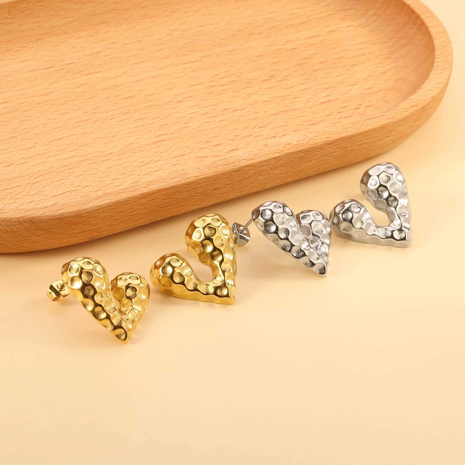 ASONSTEEL luxury stainless steel heart-shaped stud earrings fashionable gold-plated earrings romantic jewelry waterproof charm metal Y250401