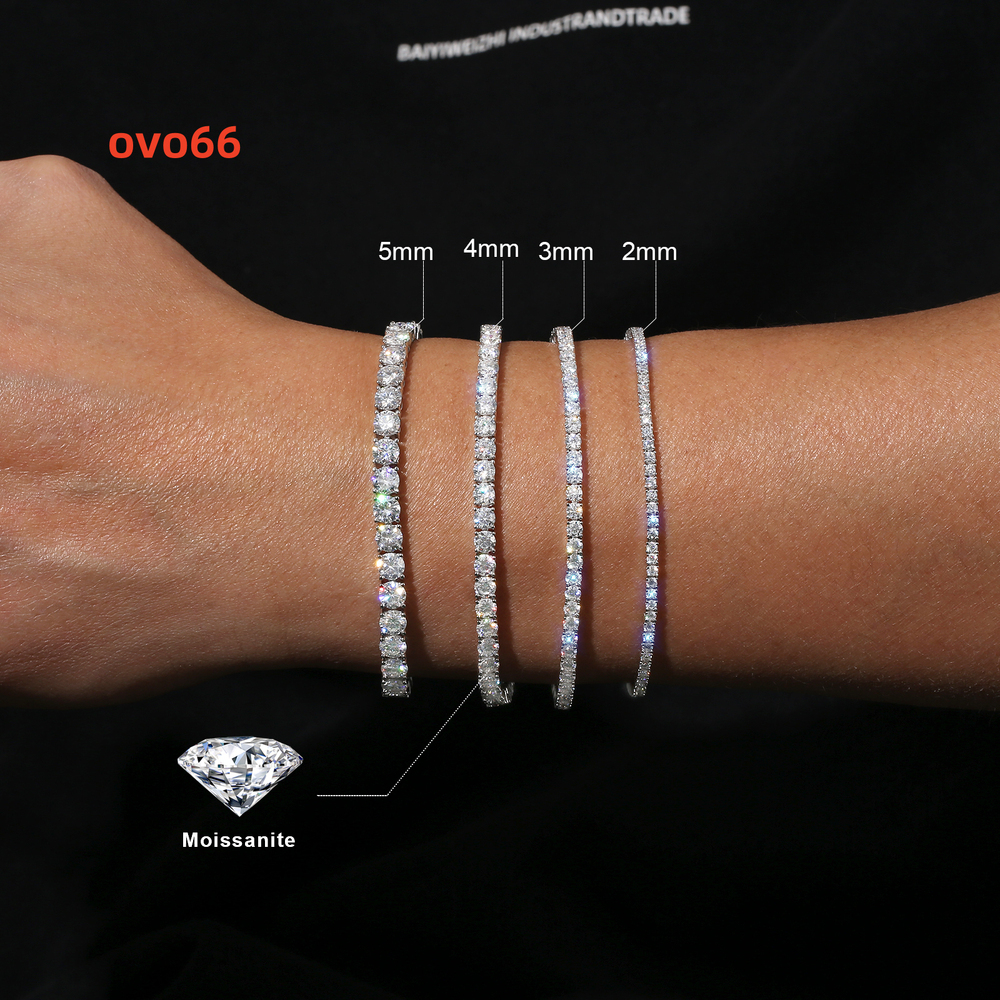 Moissanite Tennis Bracelet 925 Sterling Silver 2mm 3mm 4mm Men Women Gift VVS Moissanite Jewelry GRA Certified Lab Diamond Chain