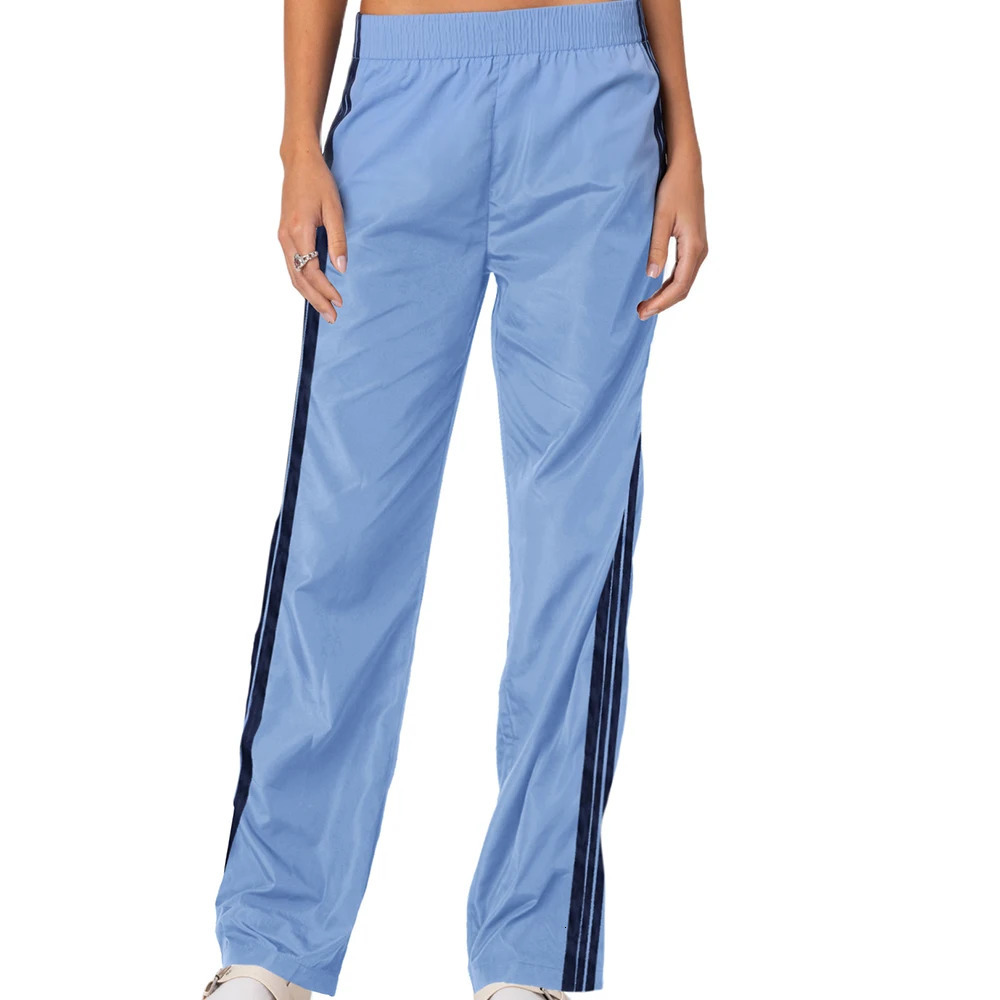 Striped Track Pants for Women Vintage Y2K Elastic Waist Wide Leg Sweatpants Teens Vintage Preppy Cute Parachute Pants Streetwea 251029
