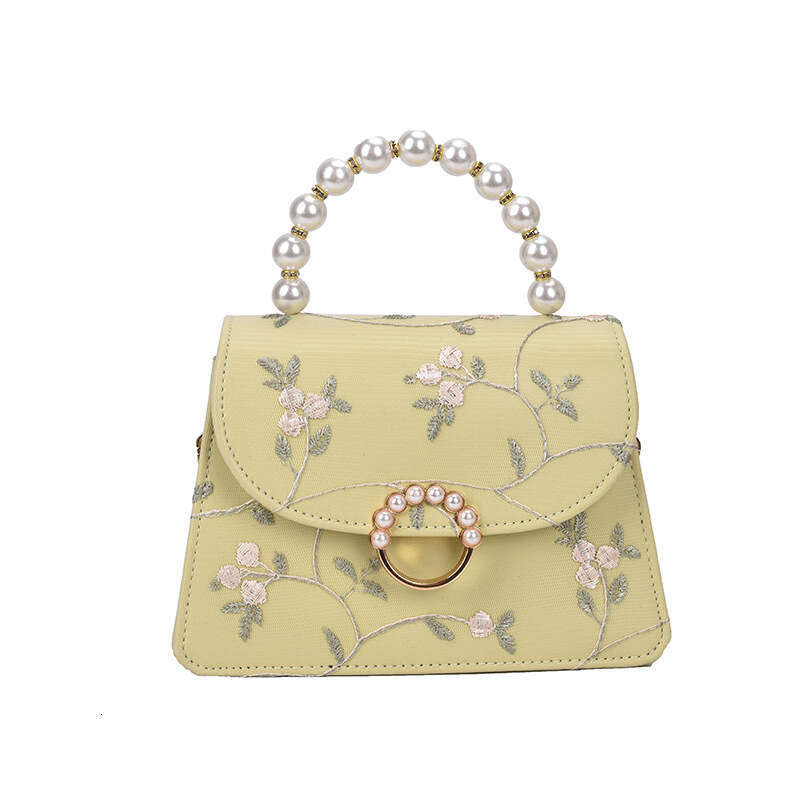 2025 NEW Lace embroidered handbag for women in new chain single shoulder women's pearl crossbody bag Chinese style portable small square bag zhan