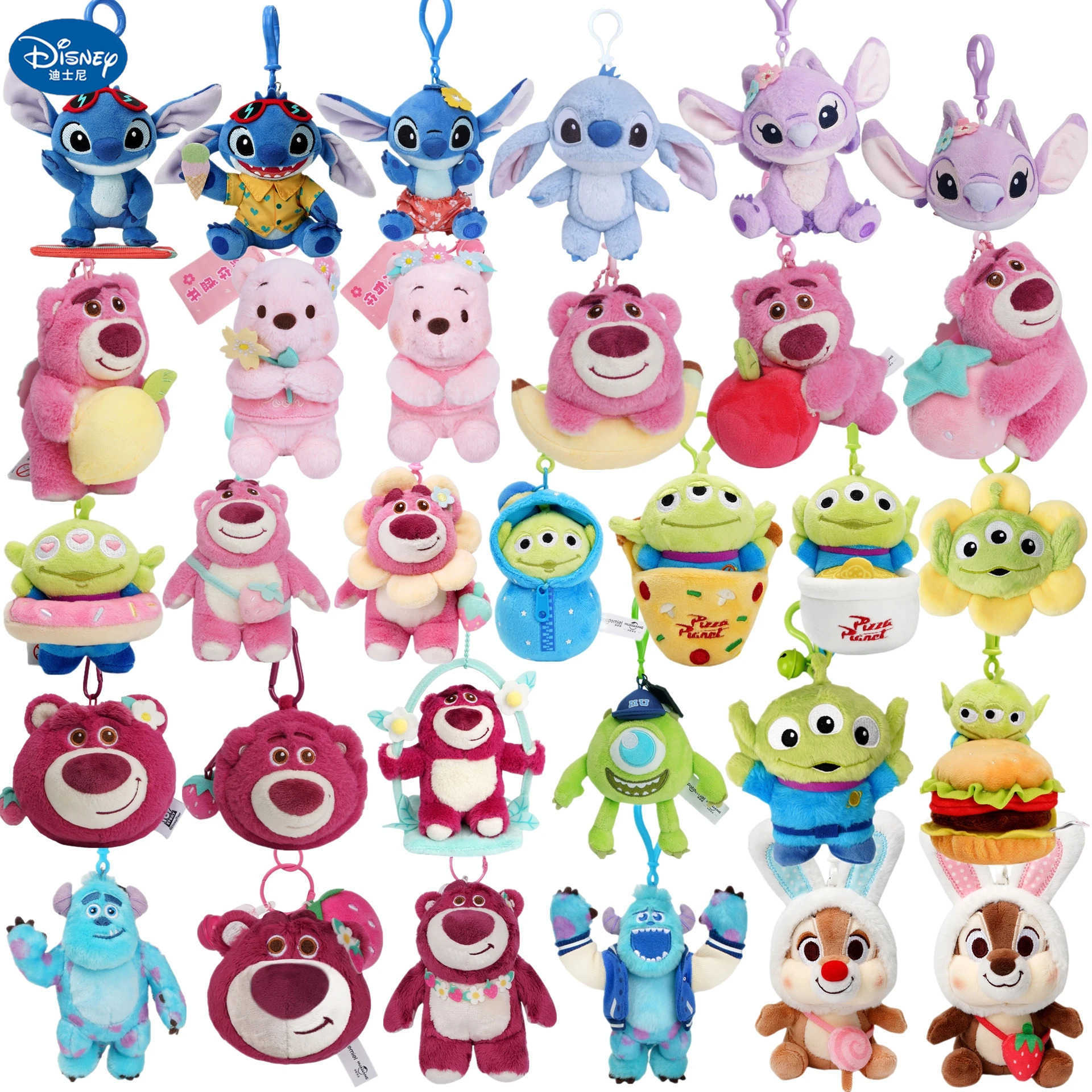 Disney Miniso Lilo Sewing Alien Loso Sullivan Chip Dell Role Playing Keychain Doll Plush Doll Childrens Christmas Gift Accessories Y250402