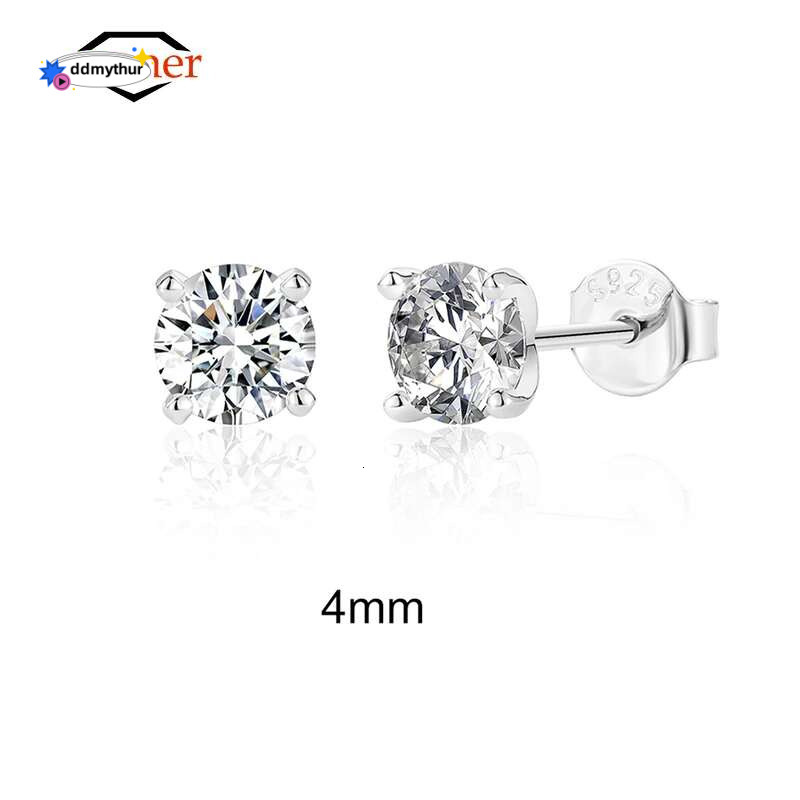 CANNER 0.5-1.2 Carat D Color Moissanite Ear Stud Earrings For Women Sterg Sier Sparkg Piercing Earring Fine Jewelry ddmythur