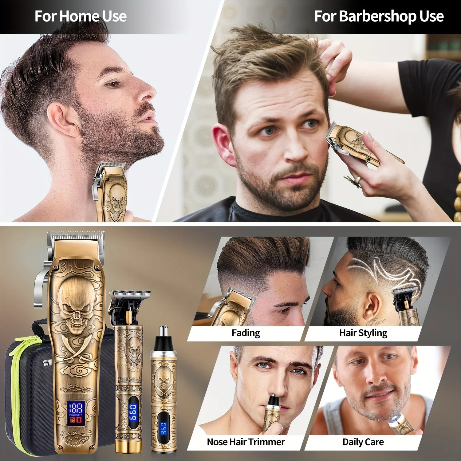 Hair Clipper for Men Zero Gapped Nose Hair Trimmer Set Professional Barber for Haircut Cordless Rechargeable Beard Trimmer 251030