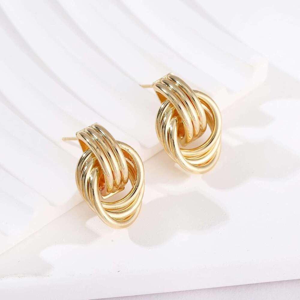 Trendy Gold Knot Heart for Women Colored Drop Dangle Statement Earrings Chunky k Earring Jewelry