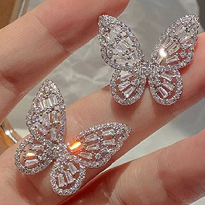 High quality materials fashionable zircon earrings womens accessories butterfly earrings elegant design shiny earrings Y250401