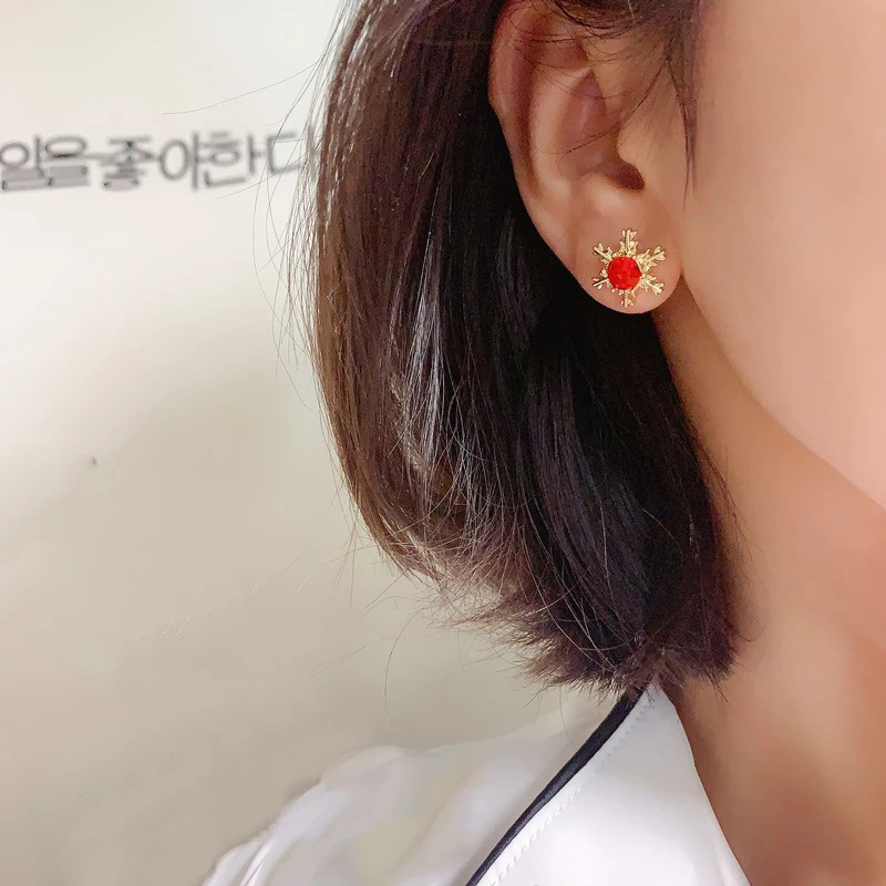 Fashion Christmas Red Dangle Earrings For Women Rhinestone Snowflake Pearl Earring Christmas Party Festival Year Jewelry 251031