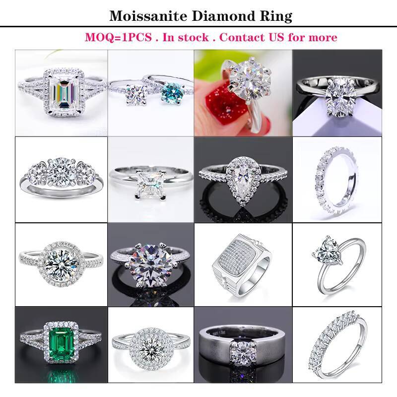 Round Cut 4ct White Gold Moissanite Ring 9k 10k 14k 18k Moissanite Jewelry Engagement Ring for Women Gifts