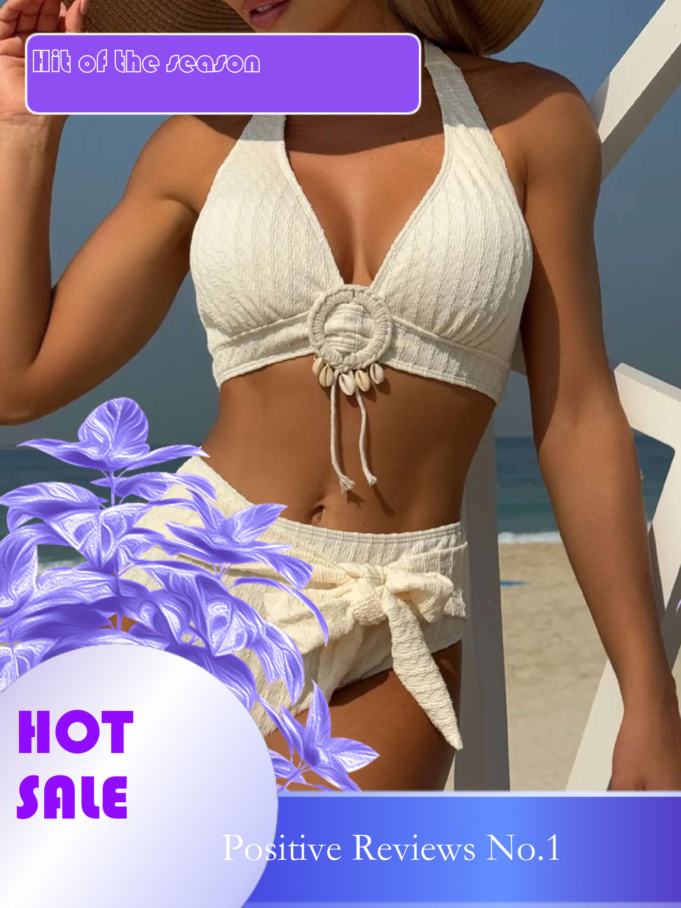 Dongdumaoyi Sexy Shell Buckle V Neck Bikini Set Women White Pink Push Up Lace Belt High Waist Swimsuit Beach Bathing Suit Swimwear