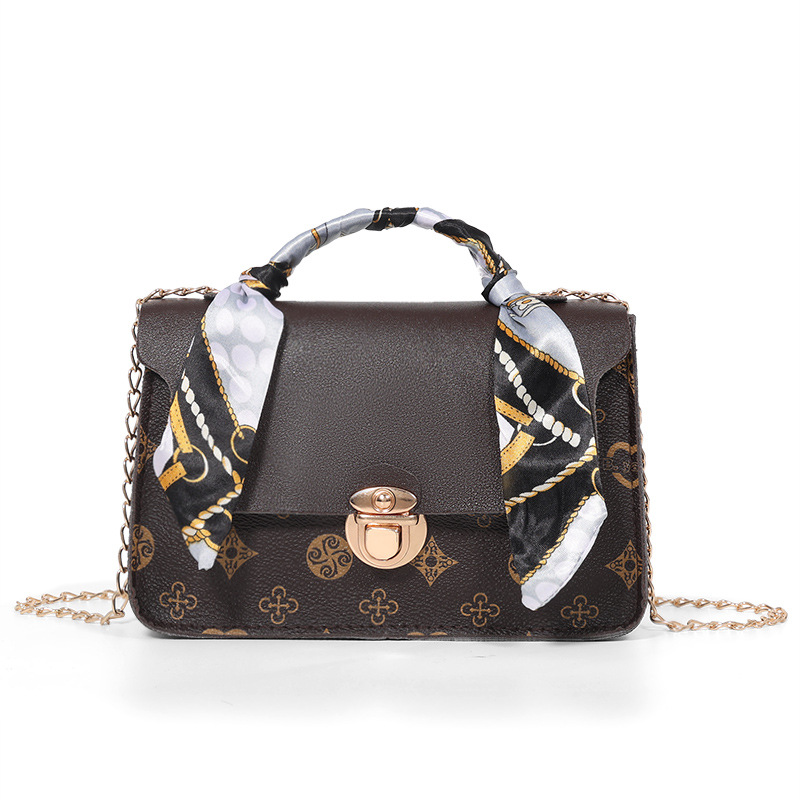 Designer Free Shipping Women's Handbag New Fashion Printed Small Square Bag Silk Scarf Chain 2025s Hot