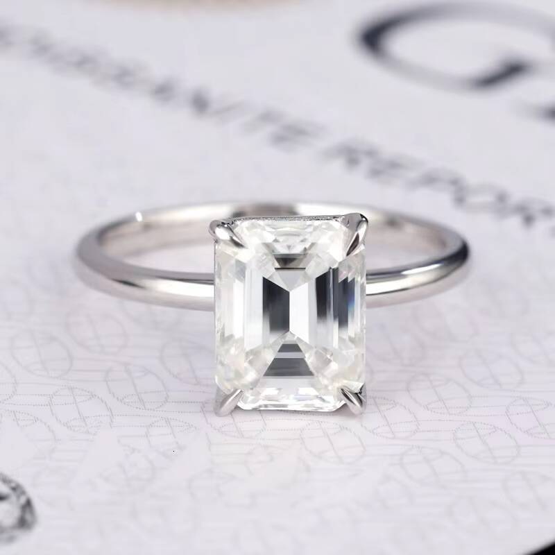 Solid Gold 10K Ring with 3CT D VVS1 GRA Certificated Emerald Moissanite Diamond Pass the Tester Fast Delivery