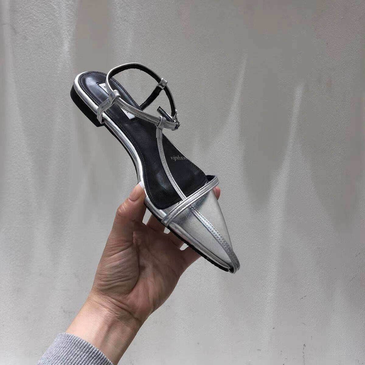 New Designer Sandals With Free Shipping 2025 Summer Korean Version Pointed Bottomed Sandals With A Slim Flat Heel Cross Buckle Strap Roman Women'