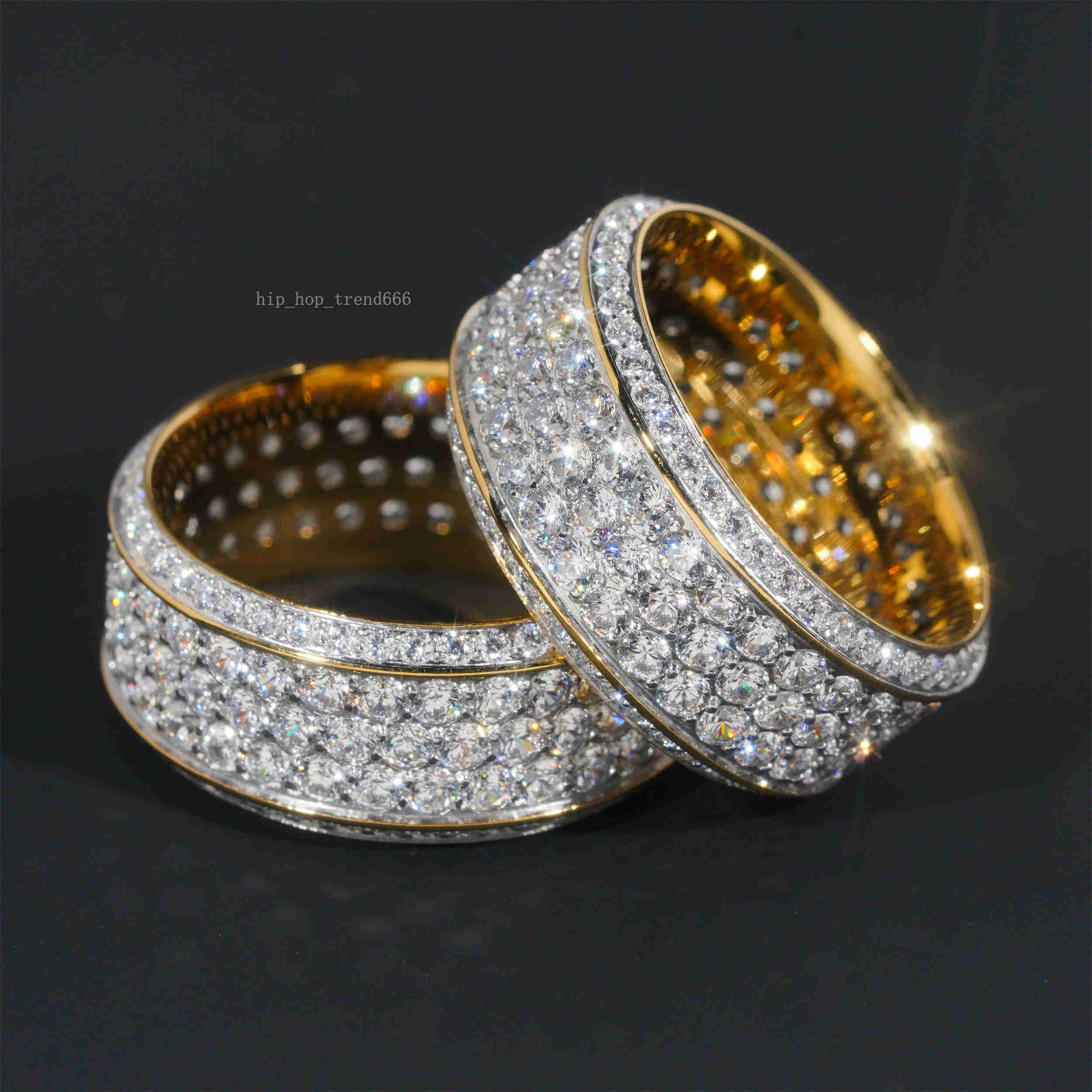 Wholesale Price Iced Out Moissanite Diamond Cuban Rings 316L Stainless Steel Hip Hop Ring Men Diamond Ring