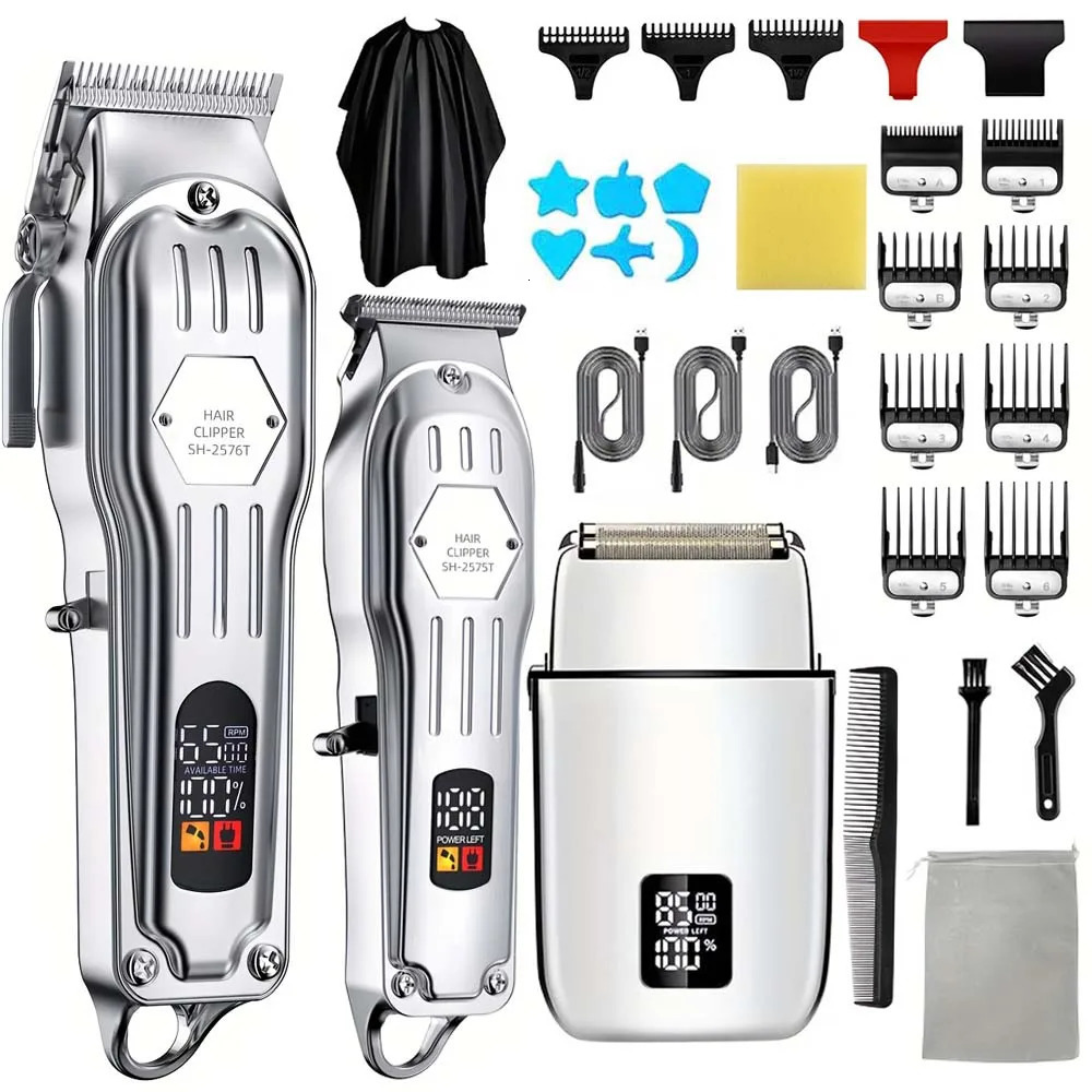 Professional Hair ClippersHair TrimmerBeard Shaver Kit for Men Barber Clipper Hair Cutting Kit Gifts for Men 251030