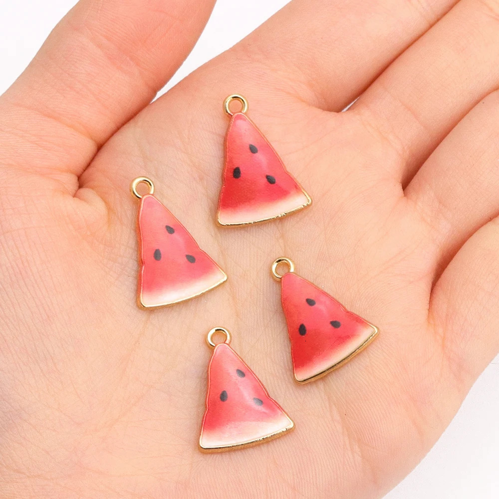 10pcs 5styles Watermelon Enamel Talisman Earrings Pendant Necklace Fruit DIY Bracelet Jewelry Making Summer Gift 250325