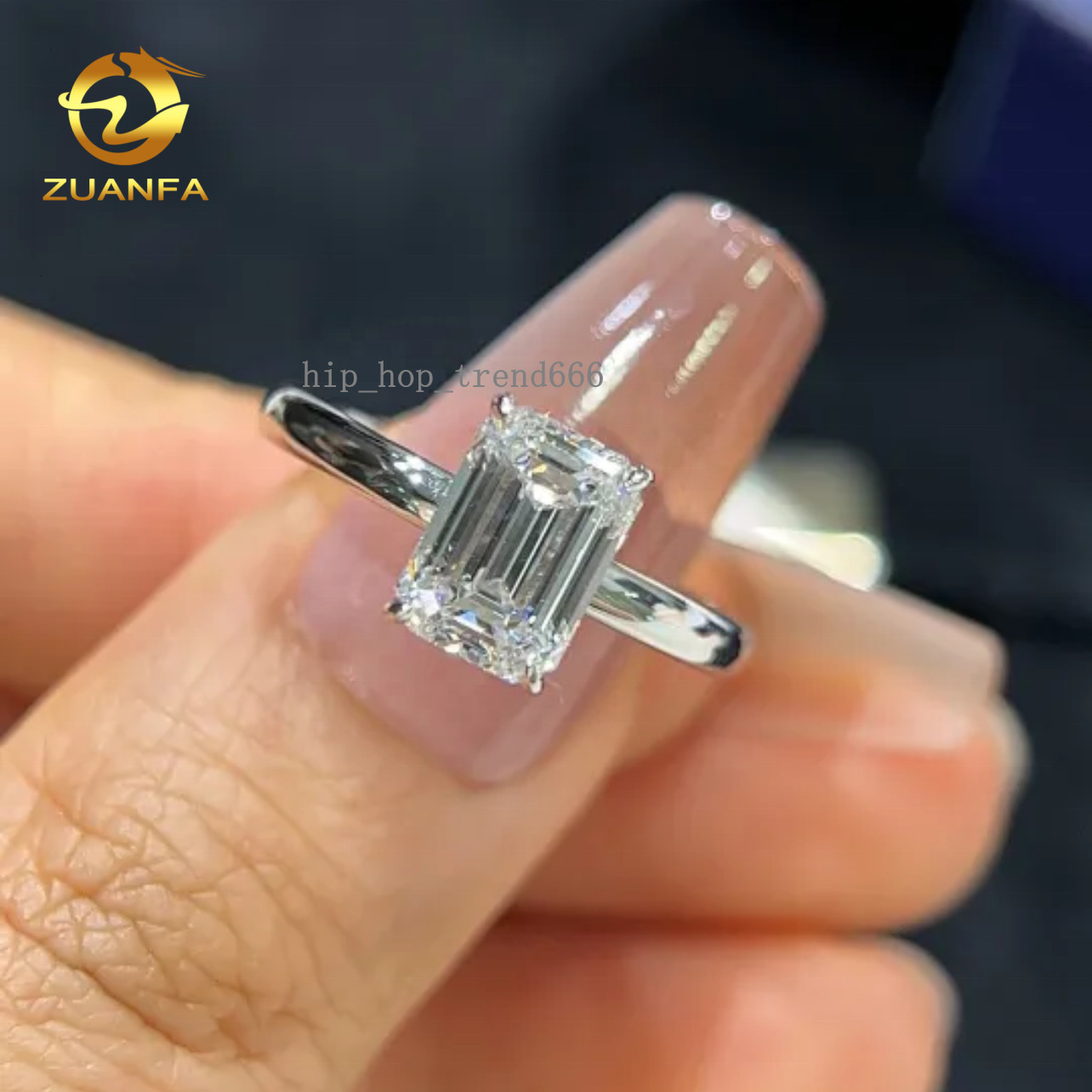 Wedding Jewelry Engagement Ring 18K White Gold VS DEF Color IGI Certificated 2CT Emerald Cut CVD Lab Diamond Ring
