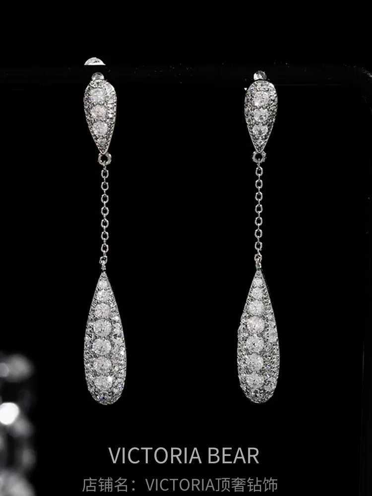 Korean New Design Fashion Jewelry Silver Plated Zircon Long Pendant Earrings Luxury Womens Party Accessories Y250401