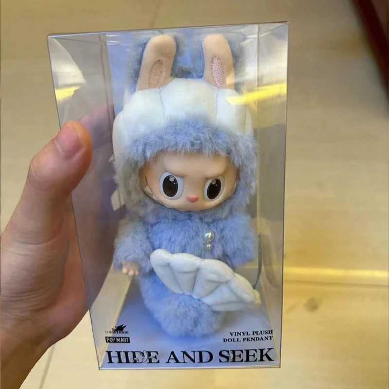 Labubu Blue Fairy Macaron Mermaid Heartbeat Bubble Plush Vinyl Base Meat Doll Plush Pendant Keychain Cute Doll Toy Childrens Gift W250402