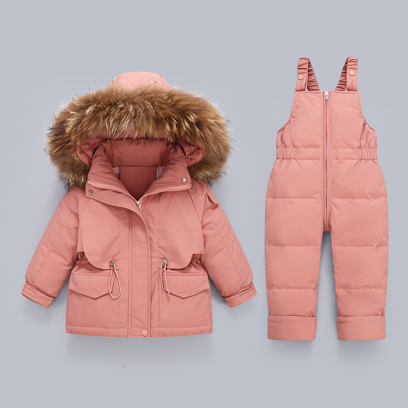 Down Coat Winter Overall for Children Clothes Set -30 Degree Down Jacket Jumpsuit Baby Boy Parka Real Fur Girl Toddler Thick Warm Snowsuit 231009