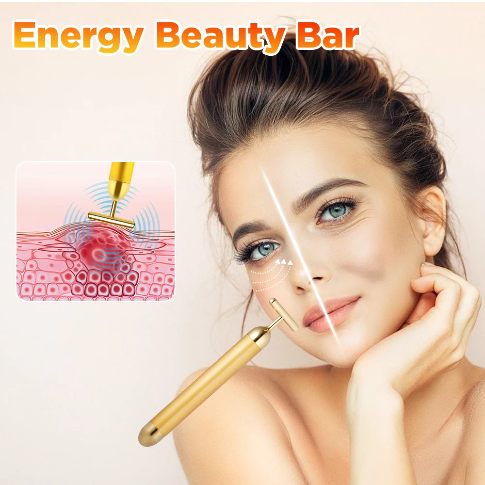 Beauty Stick 24k Gold Face Lift Bar Skin Energy Beauty Stick Vibrating Facial Massager Electric Beauty Instrument 251030