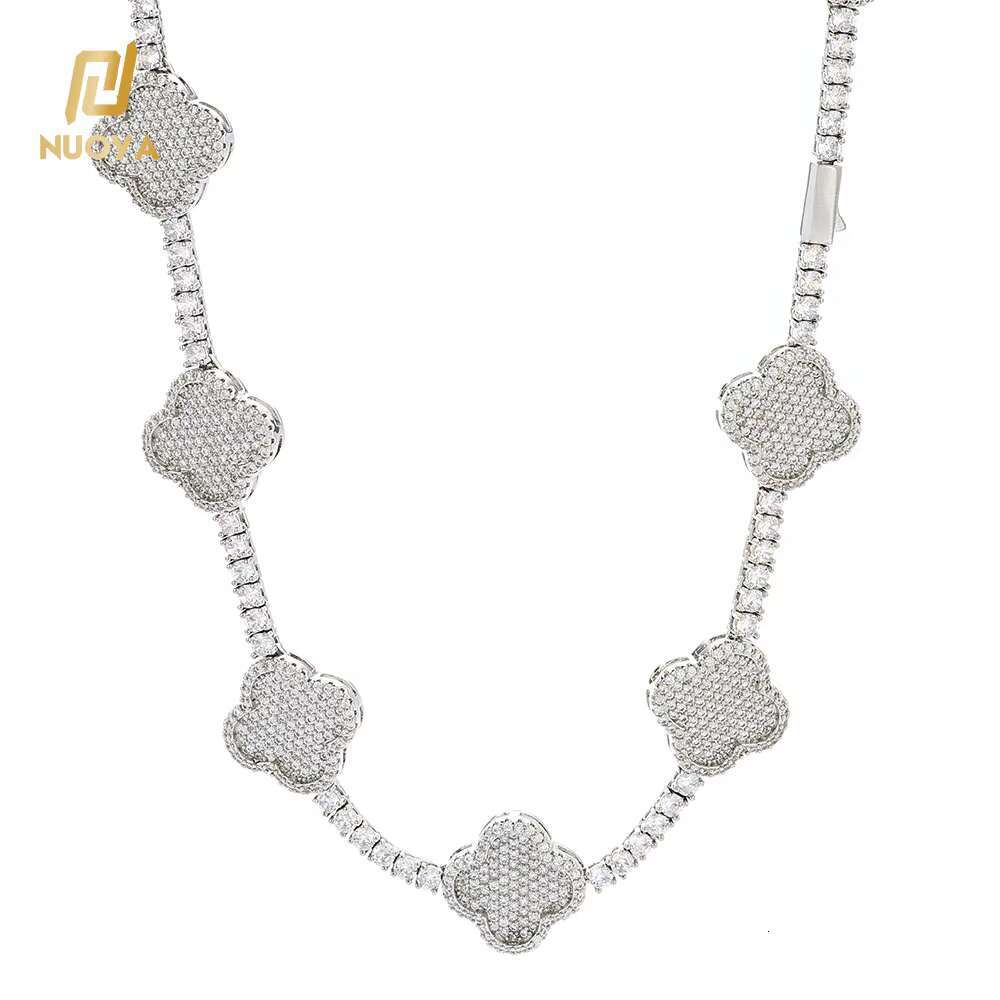 Wholesale Bling Iced Out Diamond Tennis Chain Women Necklace Micro Pave Cubic moissanite Hip Hop Jewelry for Party Gift