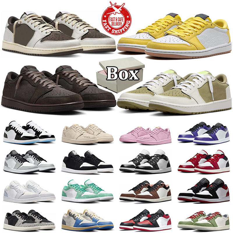 2025 Top Men 1 Basketball Shoes Low Reverse Mocha Velvet Brown Canary Fragment x Ts Chicago Shadow Grey Chicago Olive Mens Women Designer Dhgate Trainers Sneakers