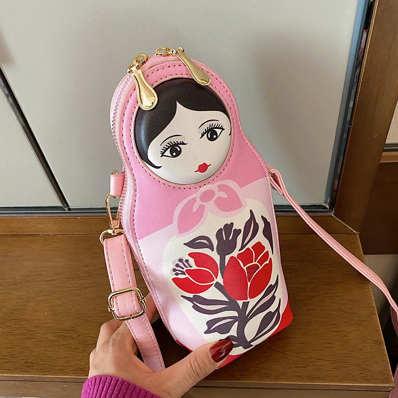 Creative Matryoshka Print Bag Women Crossbody Bags Women Fashion PU Leather Bag PhonePurses Bag Shoulder Bag Bolsas 251030