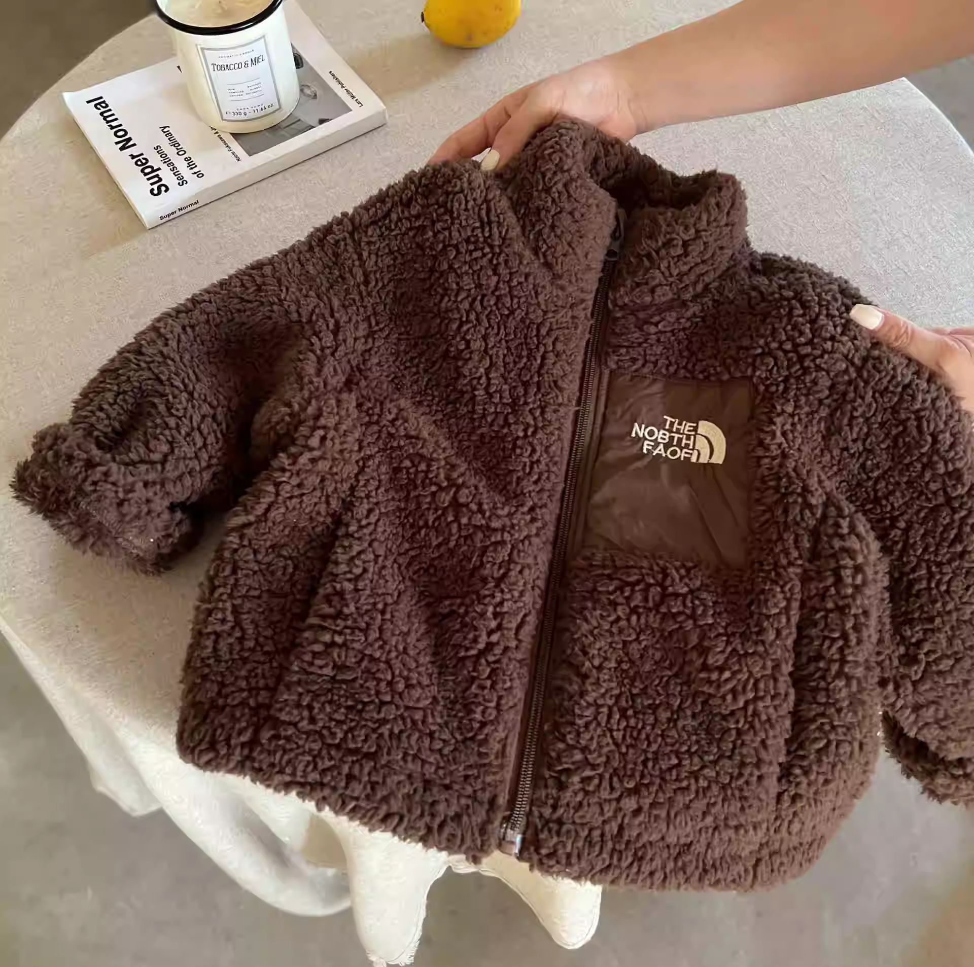 Designer Kids Down Coat Fuzzy Lamb Coat, Chic Winter Sherpa Jacket for Boys & Girls, Plush and Warm Fleece-Lined Outerwear Free Shipping