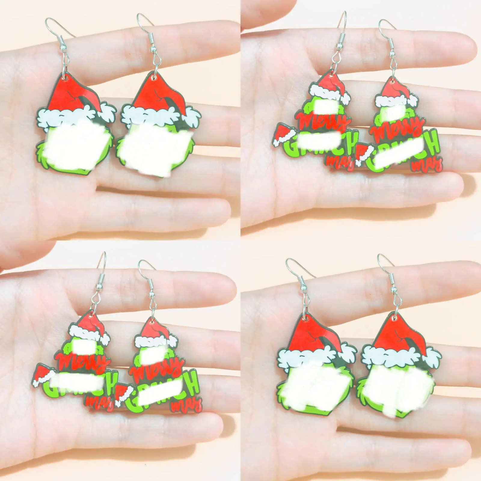 1 Pair Acrylic Santas Hat Frog Earrings Cartoon Figure Ear Pendants for Women Ear Rings Merry Christmas Festival Party Gifts 251031