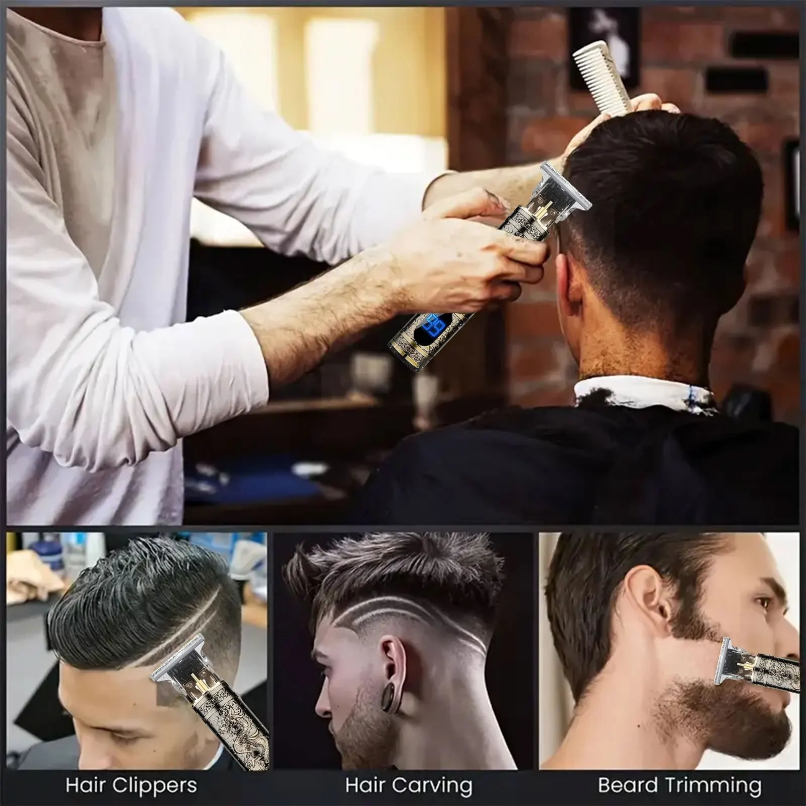 Mens Hair Clipper Trimmer Set LCD Screen Convenient for Home Travel Use Gift for Fathers Day Birthdays Christmas 251030