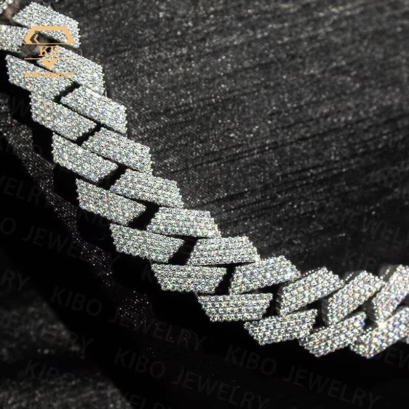 Hot Sale Full of Round D Color Moissanite Chain Hip Hop Style Jewelry Rapper Big Chain Copper Miami Cuban Link Chain