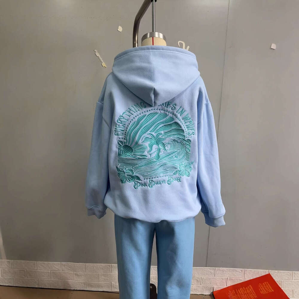 Source: European and American embroidered fleece hoodie, 2025 new casual fashion trend clothing
