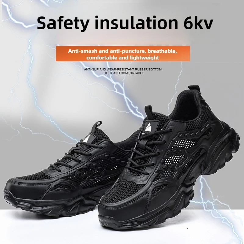 summer breathable safety shoes lightweight work shoes for men women working boots with plastic toe insulation 6KV work sneakers 251030