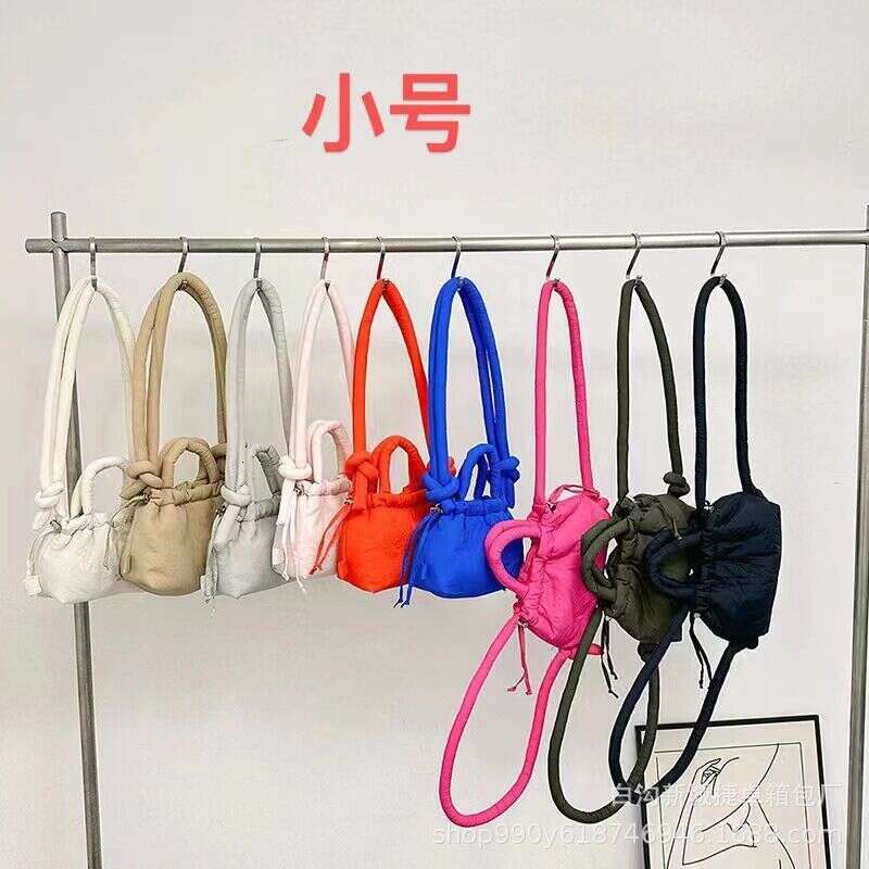 2025 NEW Nylon down padded cotton fashionable student backpack, portable makeup bag, casual single shoulder women's bag