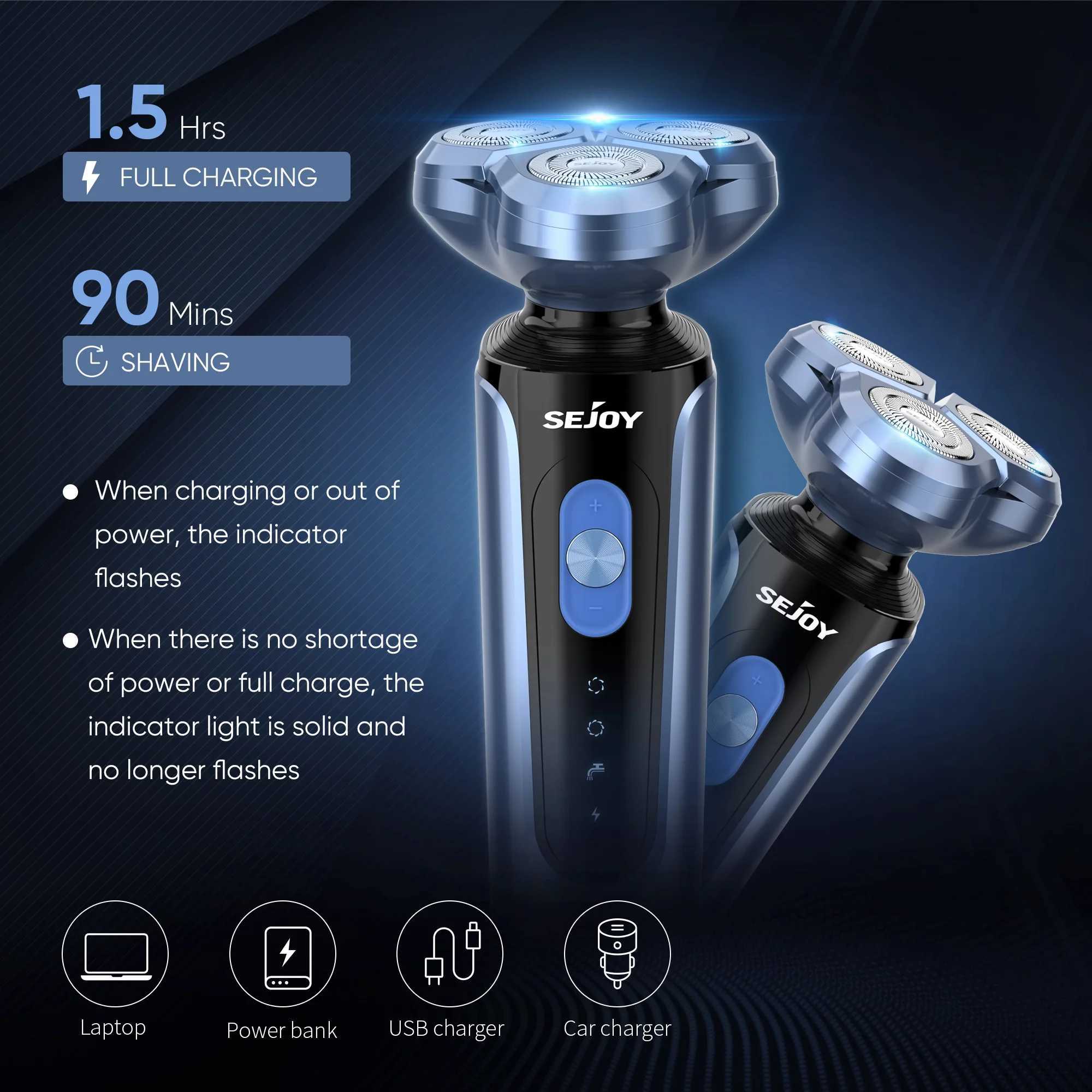 SEJOY Rotating Electric Shaver Kit Rechargeable Multi functional Shaver Z250402