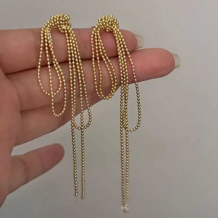 2025 New Arrival Korean Vintage Knot Long Tassel Dangle Earrings For Women Fashion Geometric metal jewelry party Gifts Y250401
