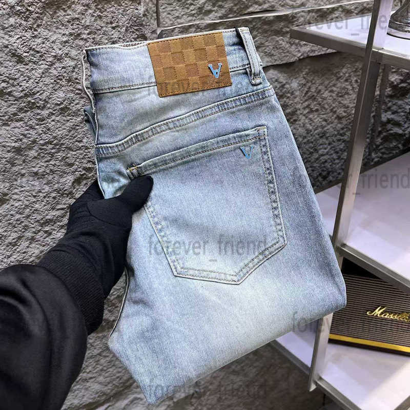 Luxury designer jeans mens 2025 jeans men's brand version slim fit small foot brand thin washed and embroidery original label pants size 28-38 AFJH