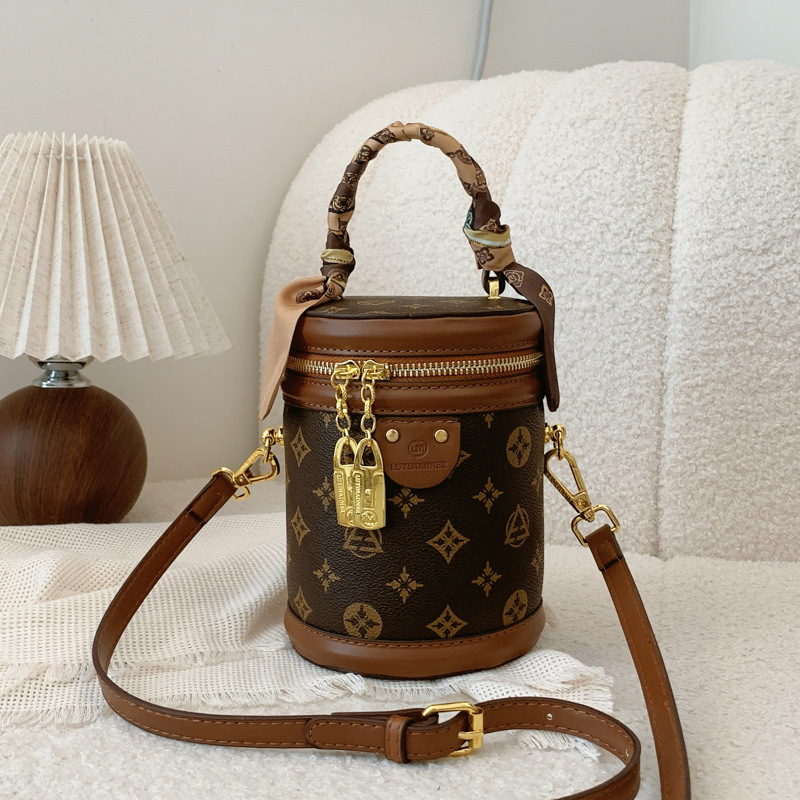 Free shipping women's cylinder bag Small bag women's new fashion senior cylindrical one-shoulder bucket crossbody bag 2025